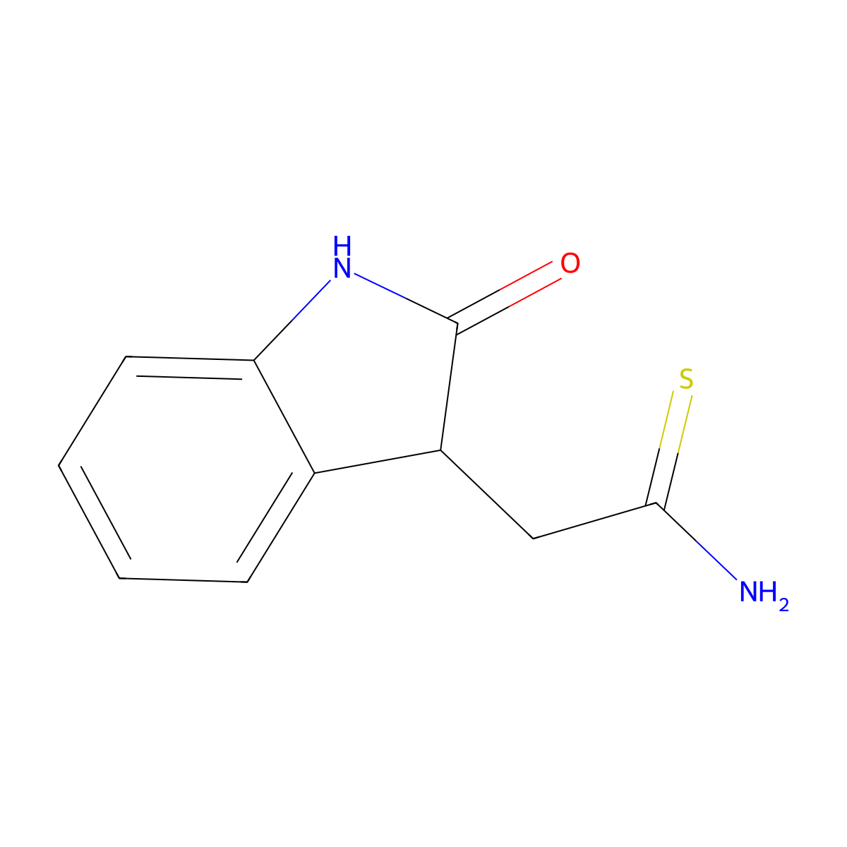2-(2-Oxoindolin-3-yl)ethanethioamide molecular structure, CAS 1708288-68-9