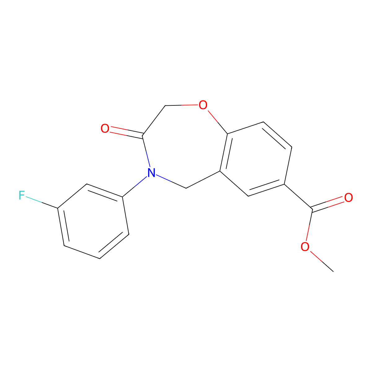 Methyl 4-(3-fluorophenyl)-3-oxo-2,3,4,5-tetrahydrobenzo[f][1,4]oxazepine-7-carboxylate molecular structure, CAS 1708288-77-0