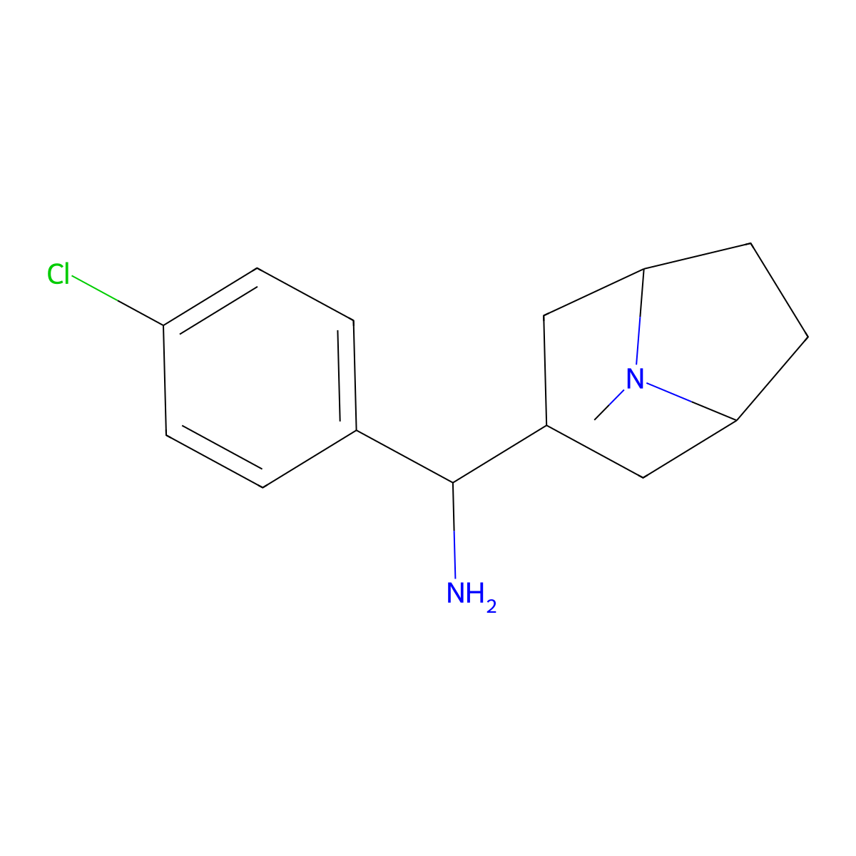 (4-Chlorophenyl)({8-methyl-8-azabicyclo[3.2.1]octan-3-yl})methanamine molecular structure, CAS 1708293-19-9