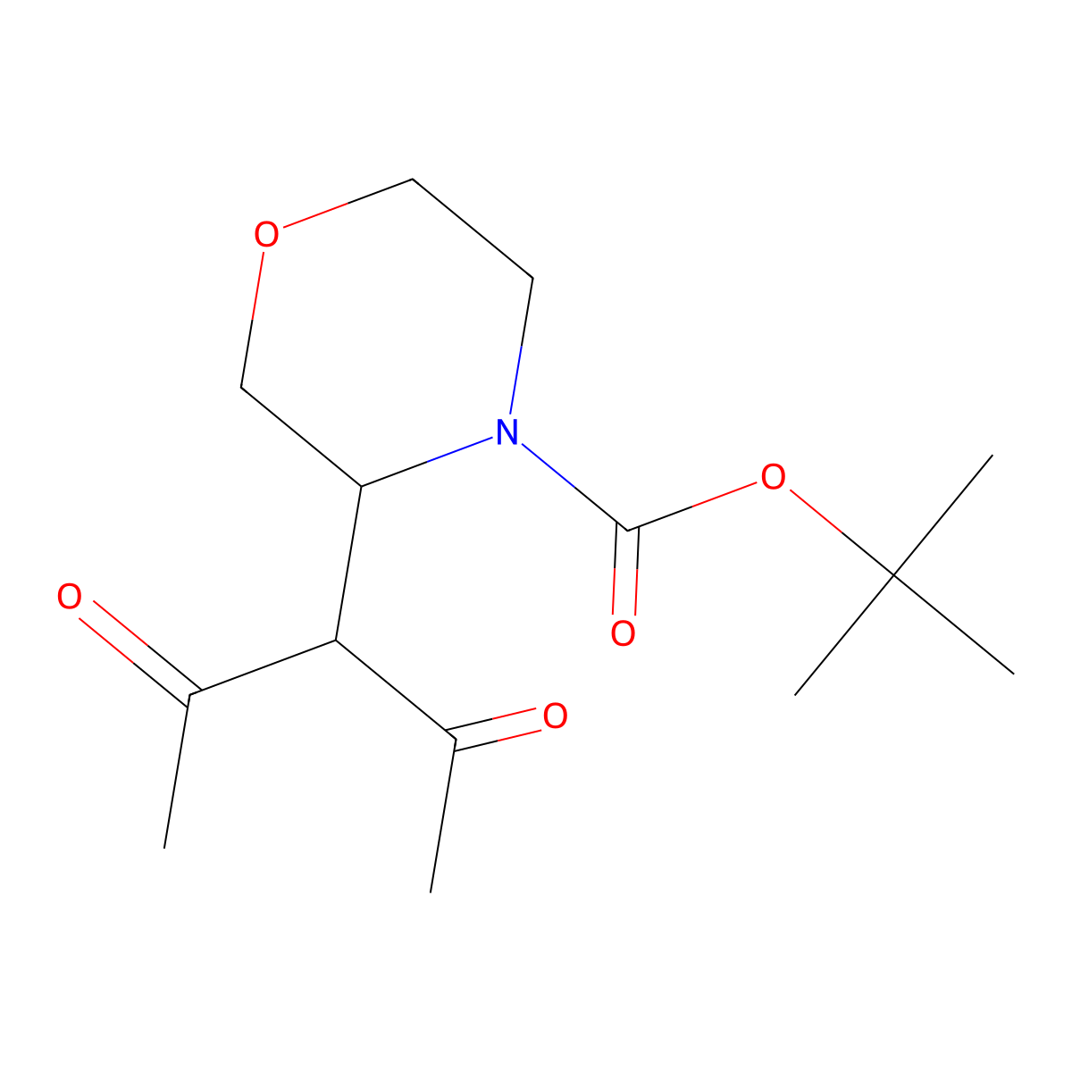 Tert-butyl 3-(2,4-dioxopentan-3-yl)morpholine-4-carboxylate molecular structure, CAS 1708296-89-2