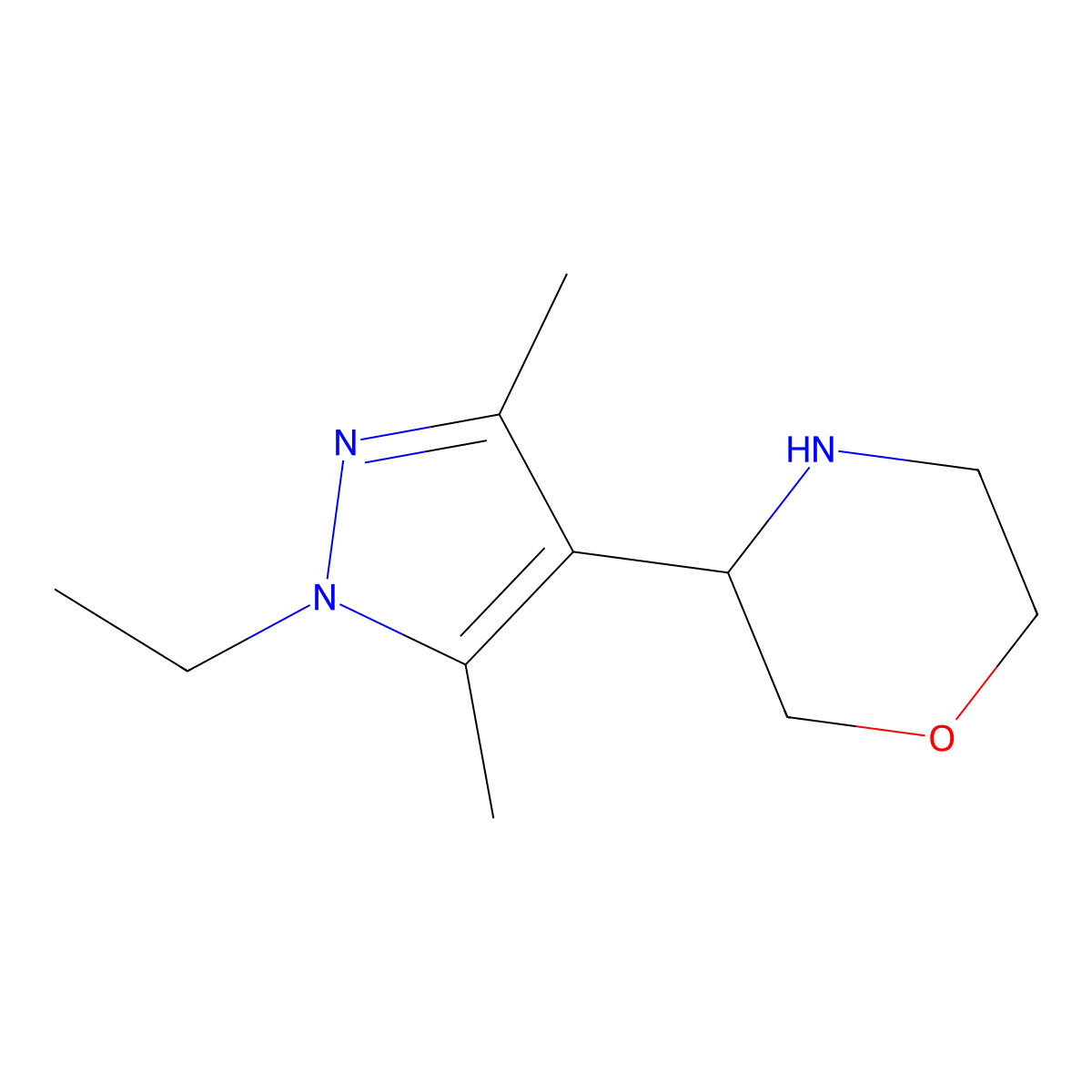 3-(1-Ethyl-3,5-dimethyl-1H-pyrazol-4-yl)morpholine molecular structure, CAS 1708297-05-5