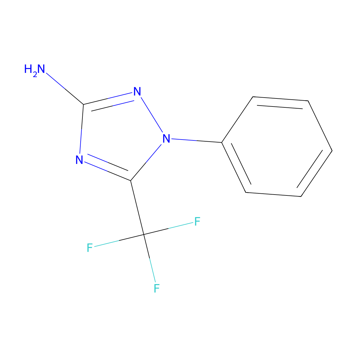 1-Phenyl-5-(trifluoromethyl)-1H-1,2,4-triazol-3-amine molecular structure, CAS 1708301-08-9