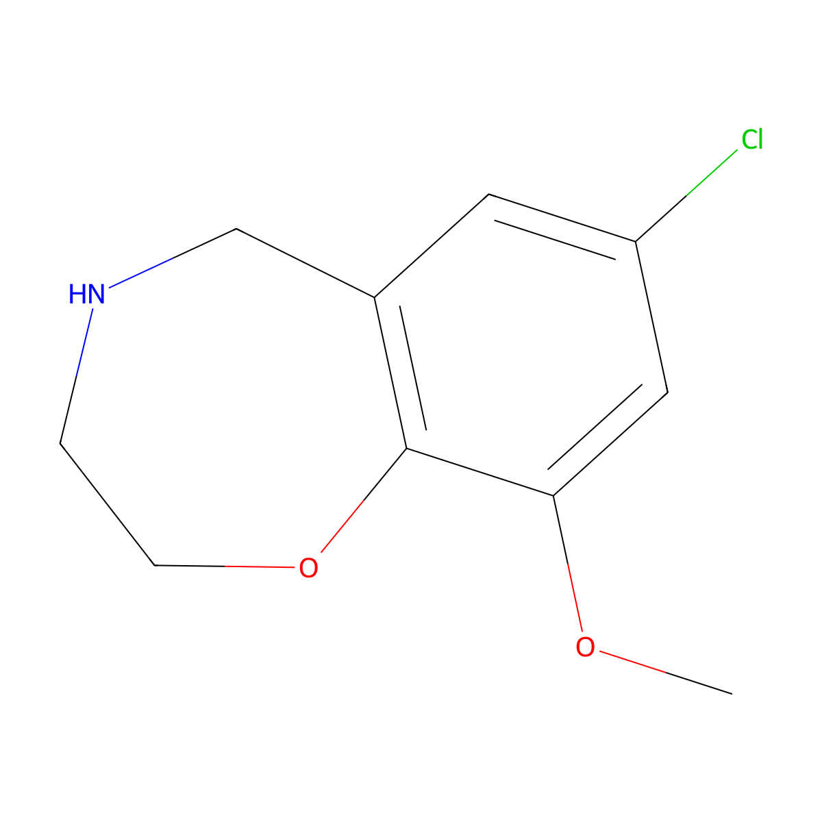 7-Chloro-9-methoxy-2,3,4,5-tetrahydrobenzo[f][1,4]oxazepine molecular structure, CAS 1708370-83-5