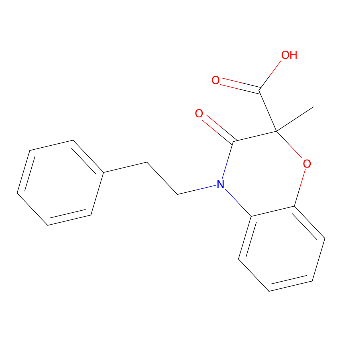 2-methyl-3-oxo-4-(2-phenylethyl)-3,4-dihydro-2H-1,4-benzoxazine-2-carboxylic acid molecular structure, CAS 1708371-49-6