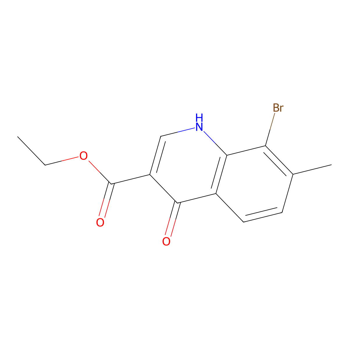 Ethyl 8-bromo-4-hydroxy-7-methylquinoline-3-carboxylate molecular structure, CAS 1708373-04-9