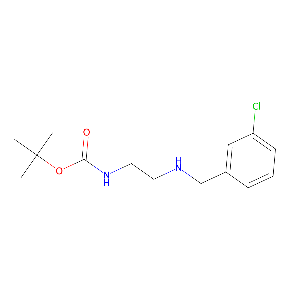Tert-butyl (2-((3-chlorobenzyl)amino)ethyl)carbamate molecular structure, CAS 1708374-98-4