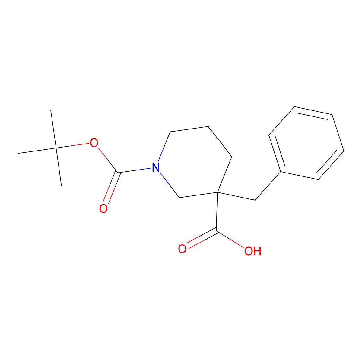 1-[(Tert-butyl)oxycarbonyl]-3-benzylpiperidine-3-carboxylic acid molecular structure, CAS 170838-83-2
