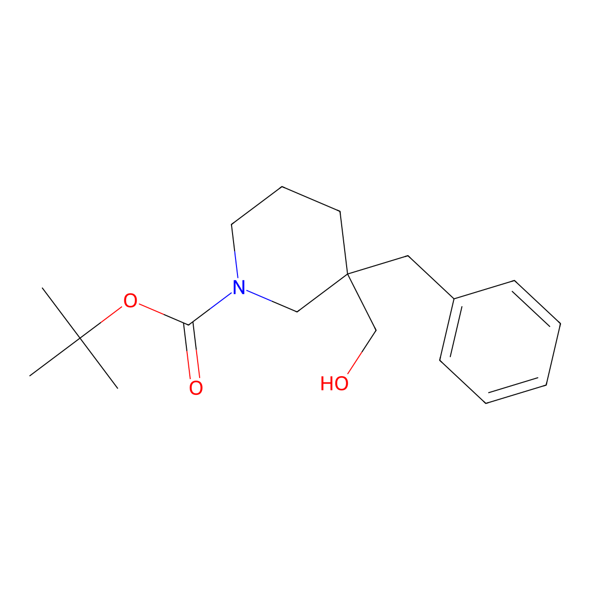 Tert-butyl 3-benzyl-3-(hydroxymethyl)piperidine-1-carboxylate molecular structure, CAS 170838-92-3