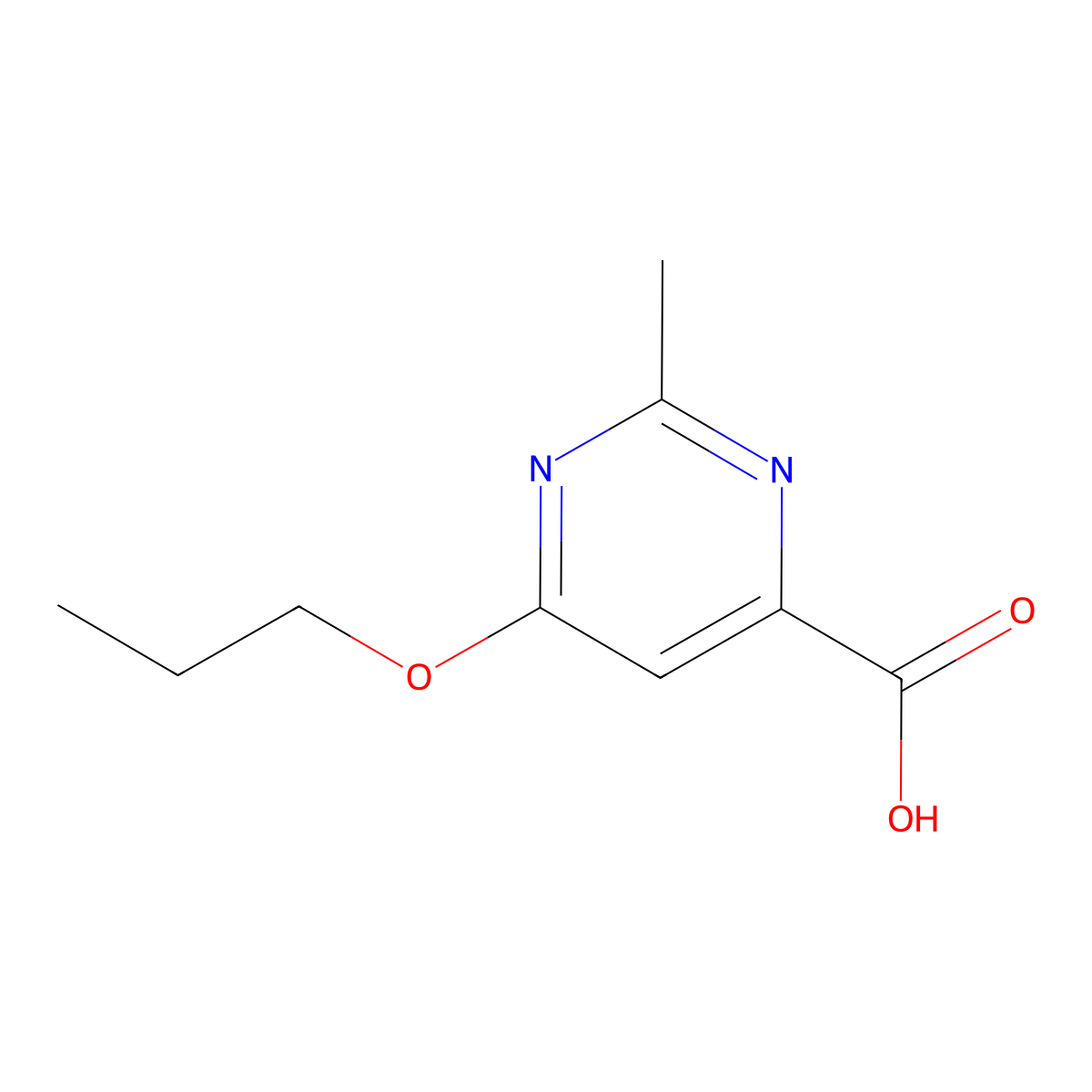 2-Methyl-6-propoxypyrimidine-4-carboxylic acid molecular structure, CAS 1708380-10-2