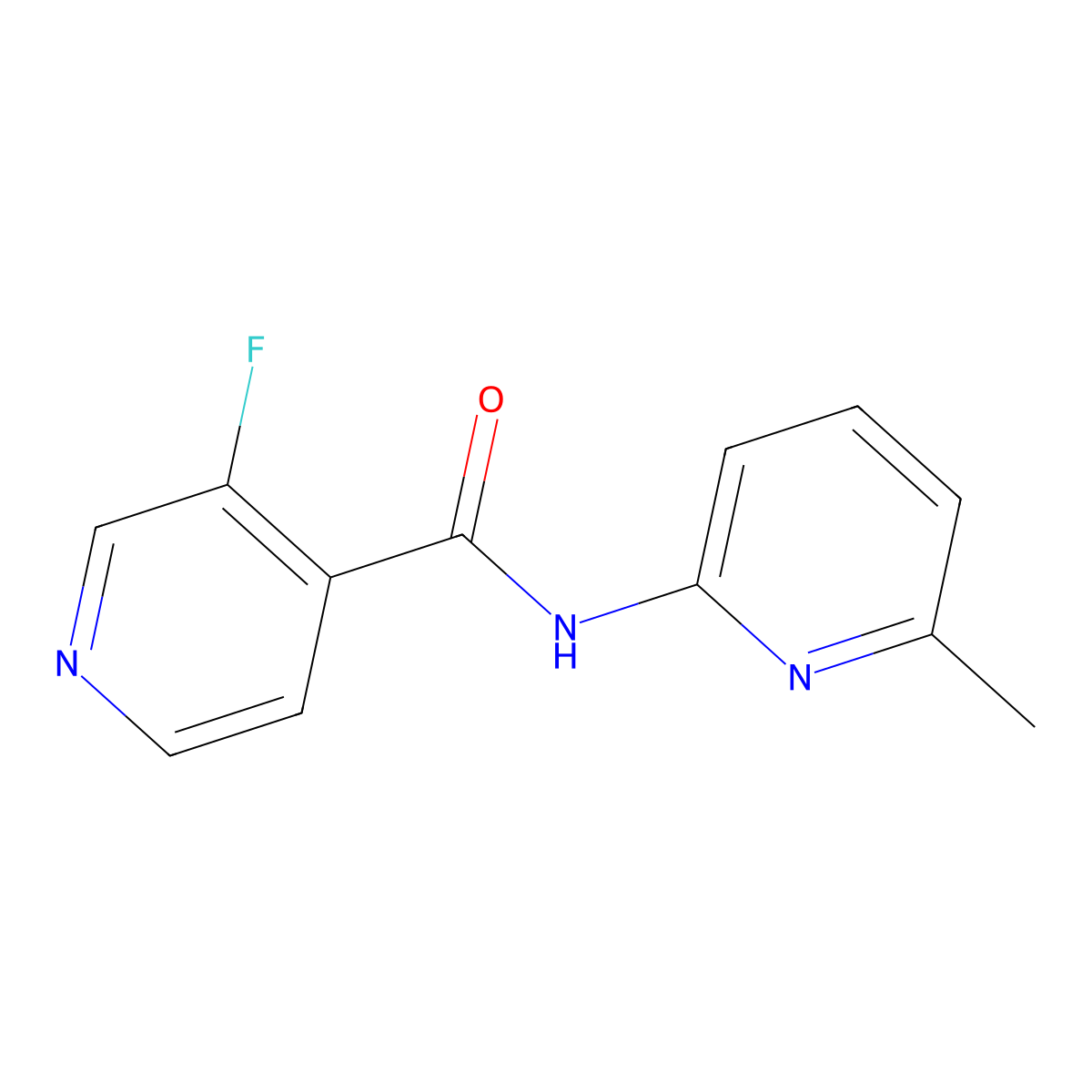 3-fluoro-N-(6-methylpyridin-2-yl)pyridine-4-carboxamide molecular structure, CAS 1708388-98-0
