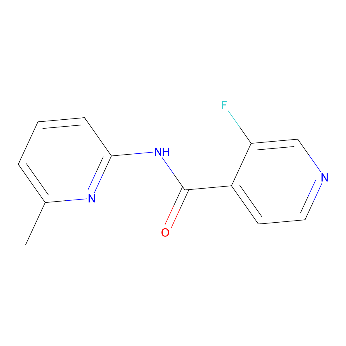 3-fluoro-N-(6-methylpyridin-2-yl)pyridine-4-carboxamide molecular structure, CAS 1708388-98-0