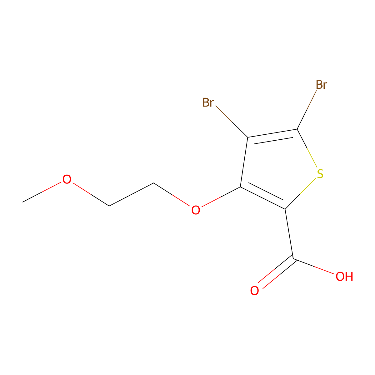 4,5-Dibromo-3-(2-methoxyethoxy)thiophene-2-carboxylic acid molecular structure, CAS 1708401-37-9