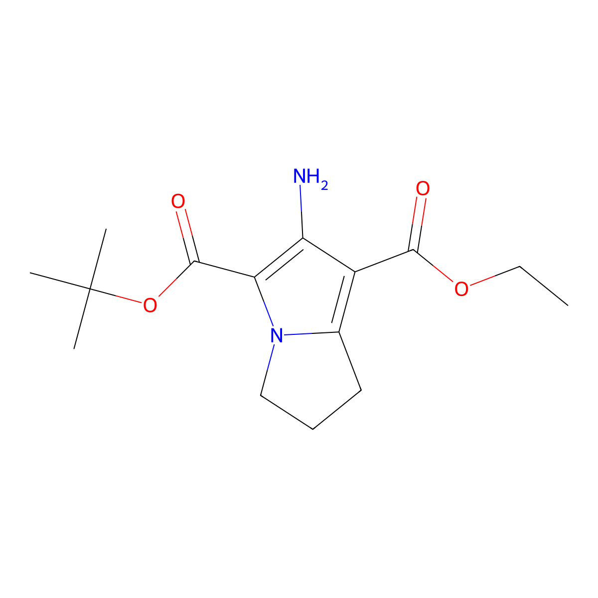 5-tert-butyl 7-ethyl 6-amino-2,3-dihydro-1H-pyrrolizine-5,7-dicarboxylate molecular structure, CAS 1708401-68-6
