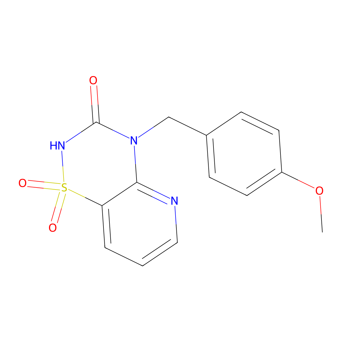 4-(4-methoxybenzyl)-2H-pyrido[2,3-e][1,2,4]thiadiazin-3(4H)-one 1,1-dioxide molecular structure, CAS 1708401-70-0
