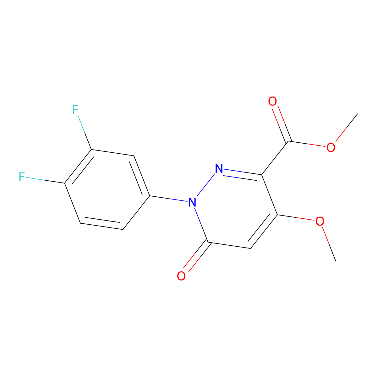 Methyl 1-(3,4-difluorophenyl)-4-methoxy-6-oxo-1,6-dihydropyridazine-3-carboxylate molecular structure, CAS 1708401-72-2