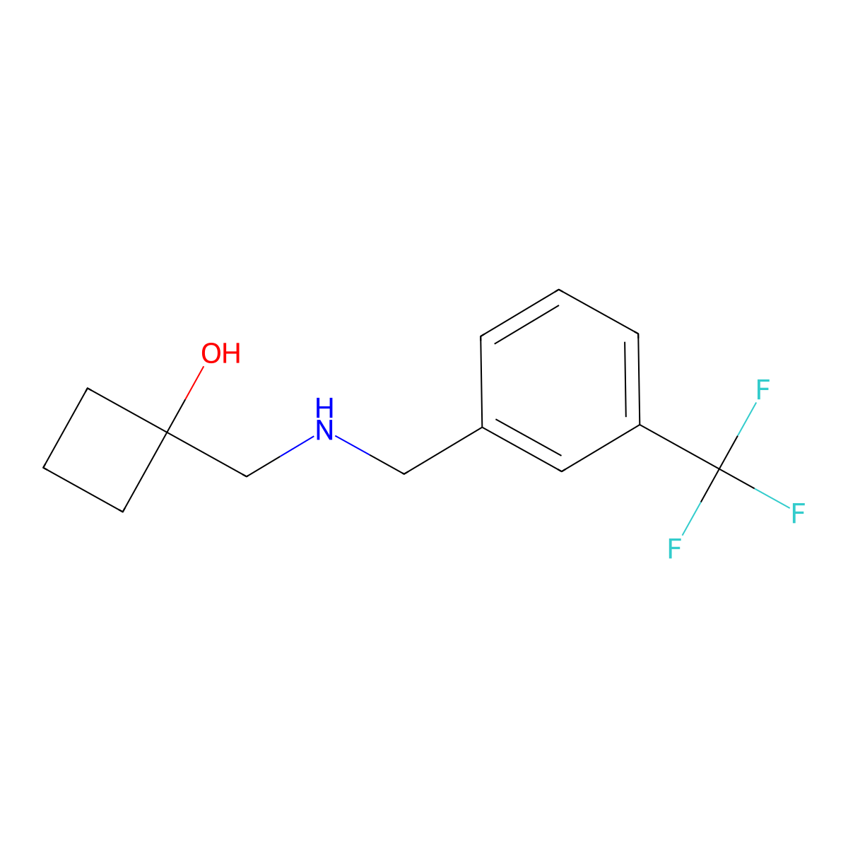 1-[({[3-(Trifluoromethyl)phenyl]methyl}amino)methyl]cyclobutan-1-ol molecular structure, CAS 1708413-98-2