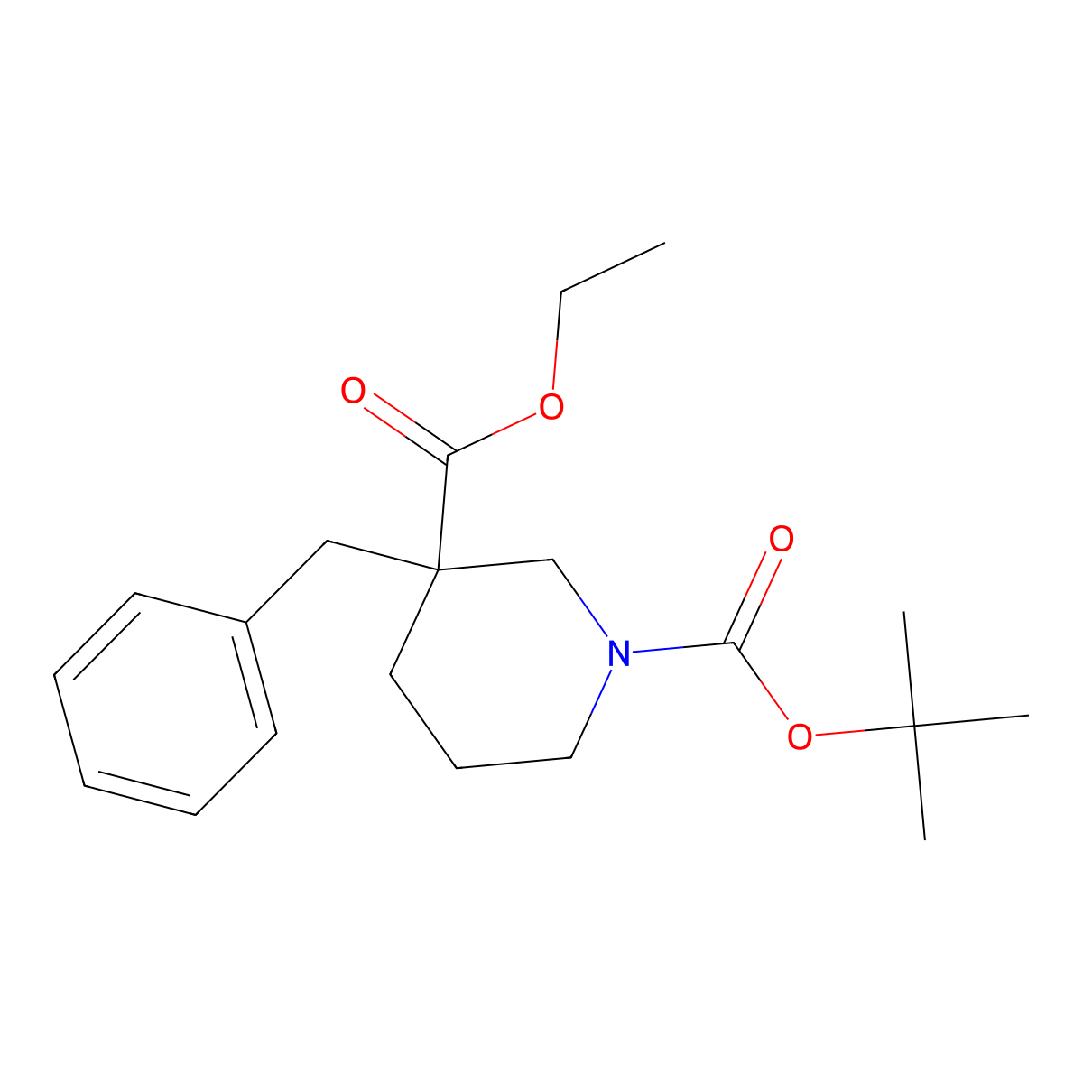 1-tert-Butyl 3-ethyl 3-benzylpiperidine-1,3-dicarboxylate molecular structure, CAS 170842-80-5