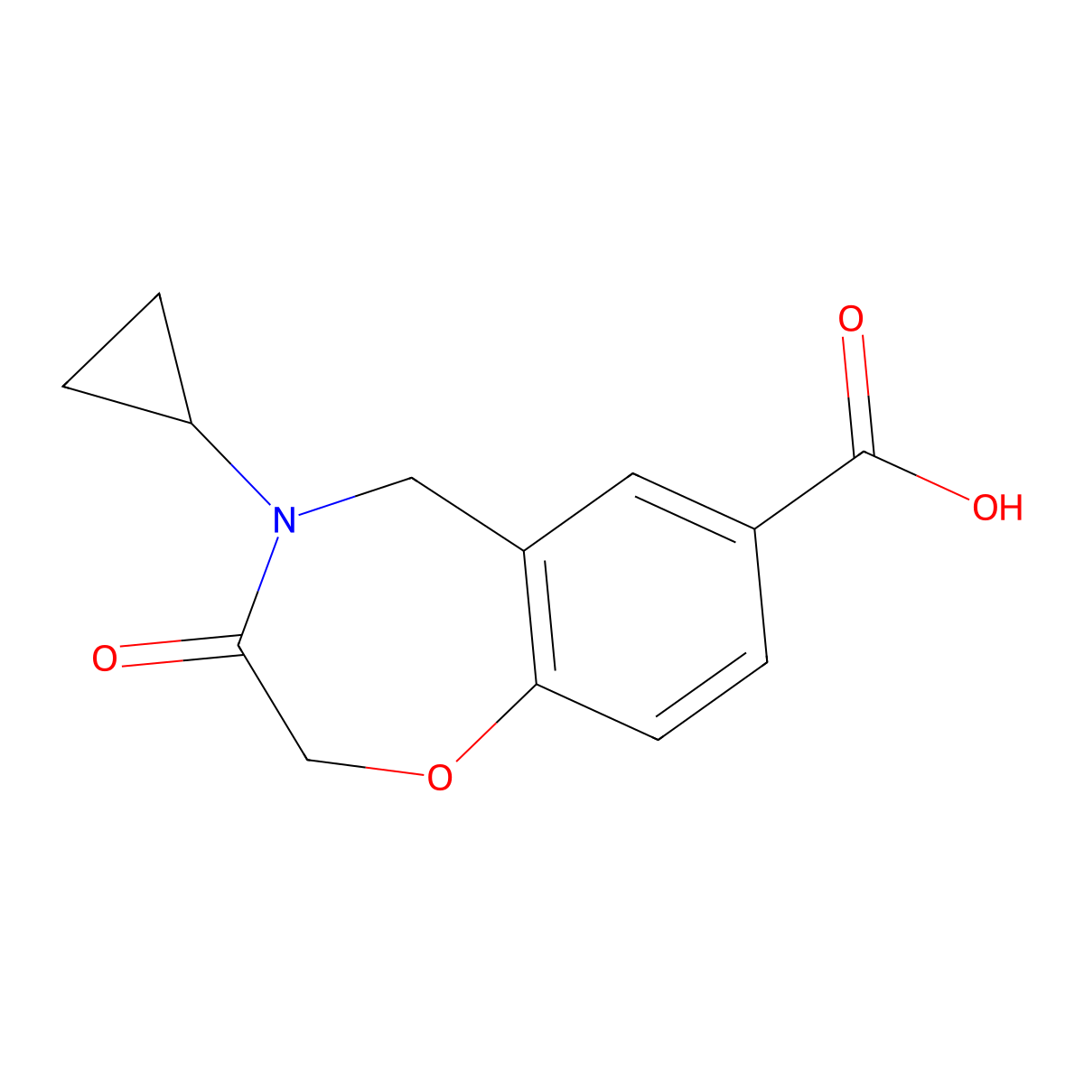 4-Cyclopropyl-3-oxo-2,3,4,5-tetrahydro-1,4-benzoxazepine-7-carboxylic acid molecular structure, CAS 1708428-33-4