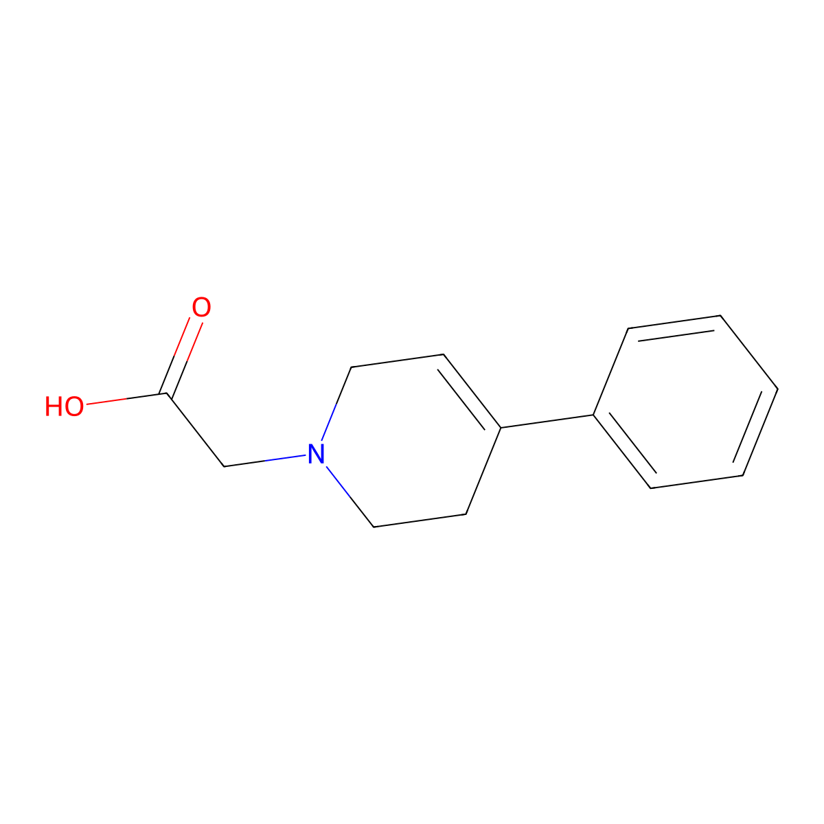 2-(4-Phenyl-1,2,3,6-tetrahydropyridin-1-yl)acetic acid molecular structure, CAS 1708428-47-0