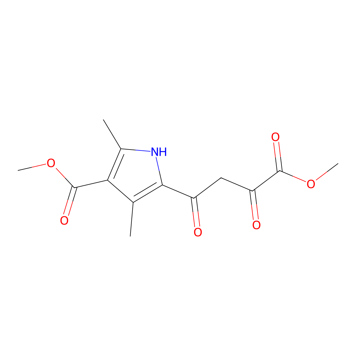 methyl 5-(4-methoxy-3,4-dioxobutanoyl)-2,4-dimethyl-1H-pyrrole-3-carboxylate molecular structure, CAS 1708429-06-4