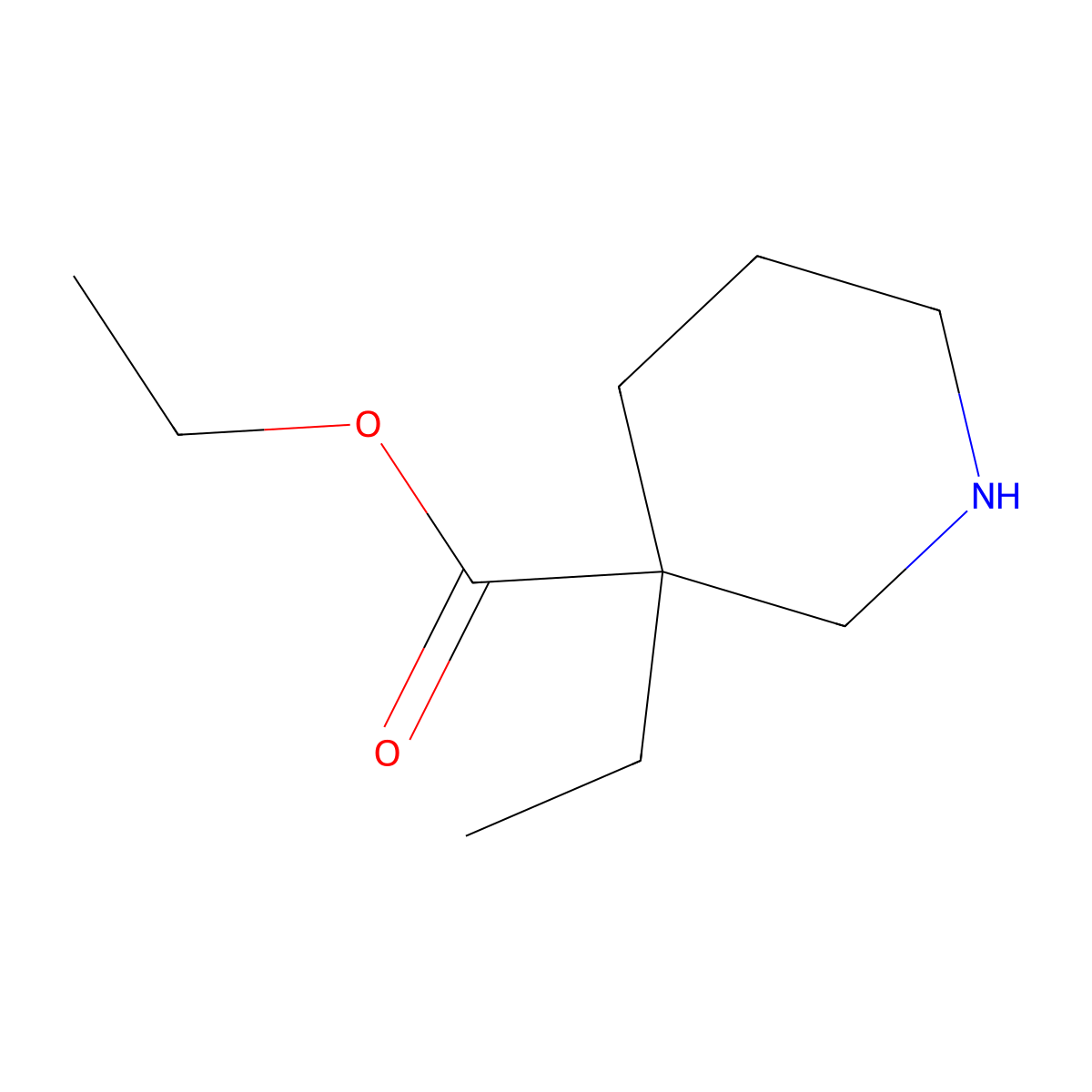 Ethyl 3-ethylpiperidine-3-carboxylate molecular structure, CAS 170843-44-4