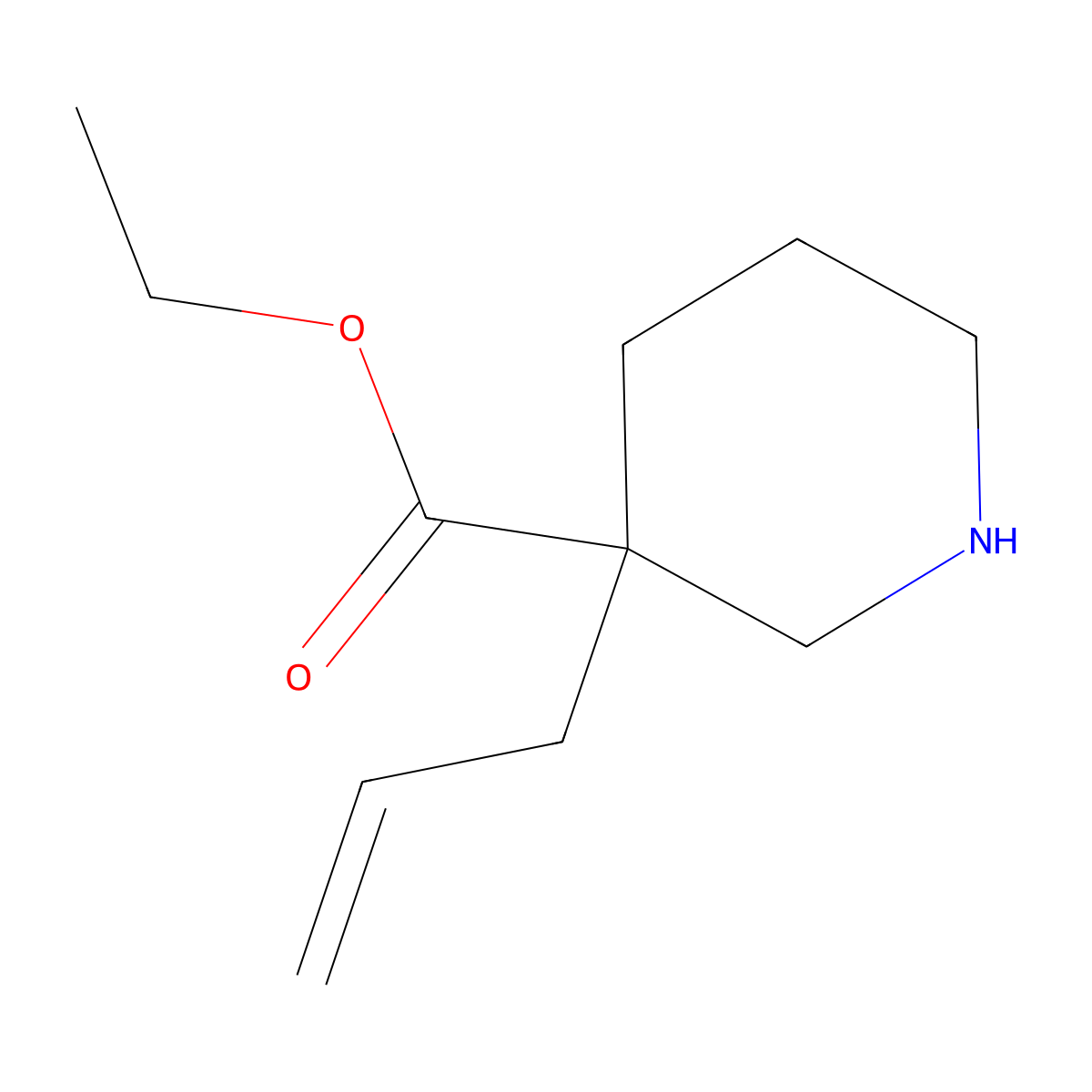 Ethyl 3-(prop-2-EN-1-YL)piperidine-3-carboxylate molecular structure, CAS 170843-46-6