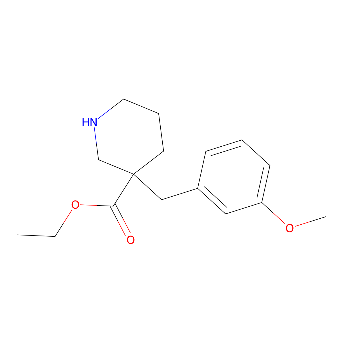 Ethyl 3-(3-methoxybenzyl)piperidine-3-carboxylate molecular structure, CAS 170843-53-5