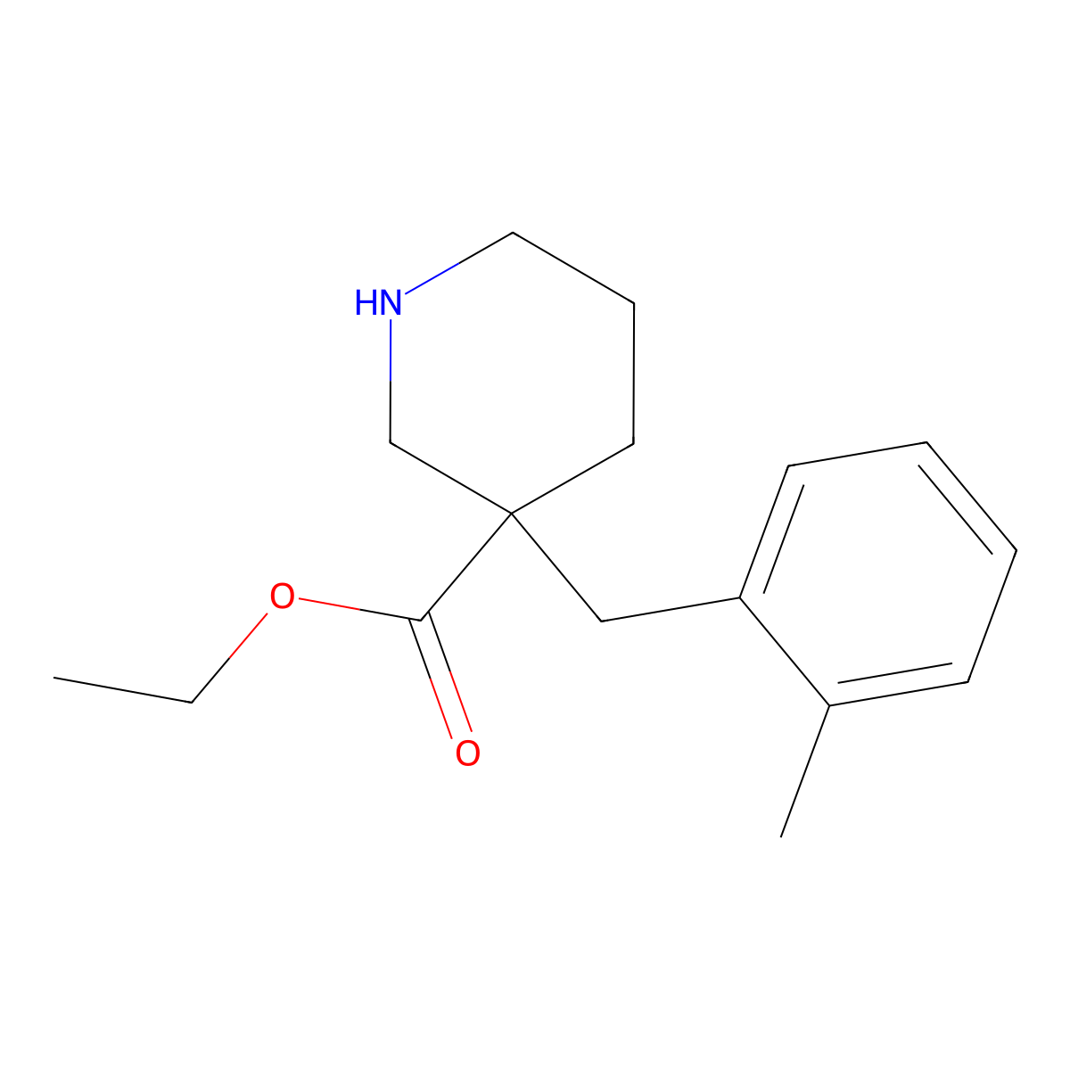 3-[(2-methylphenyl)methyl]-3-Piperidinecarboxylic acid ethyl ester molecular structure, CAS 170843-55-7