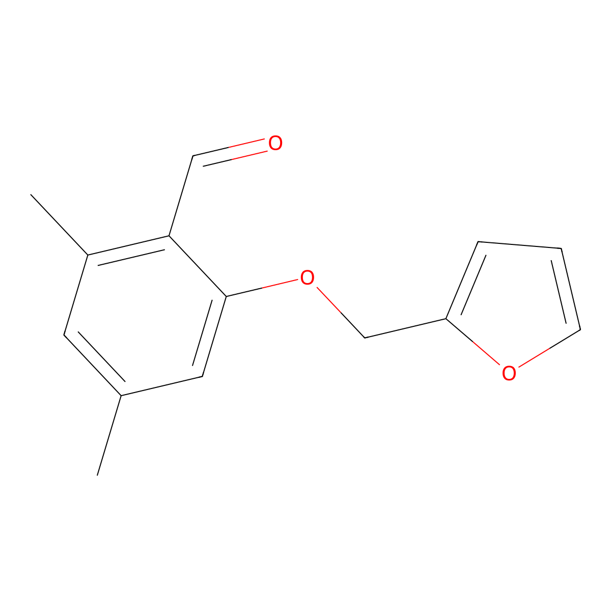2-(Furan-2-ylmethoxy)-4,6-dimethylbenzaldehyde molecular structure, CAS 1708436-58-1