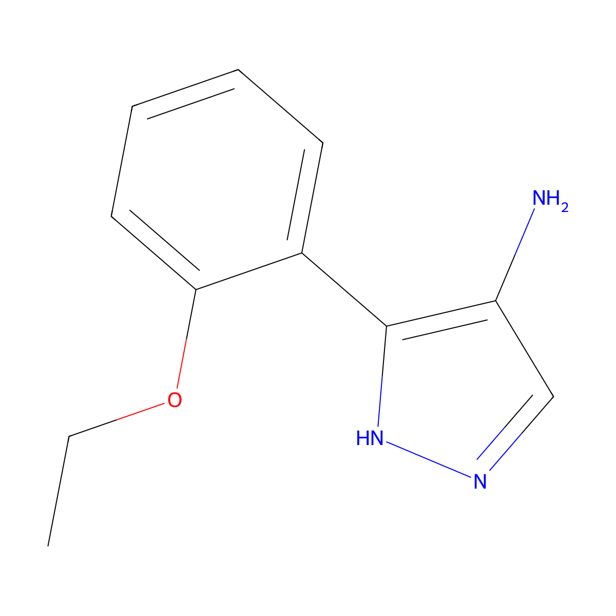 5-(2-ethoxyphenyl)-1H-pyrazol-4-amine molecular structure, CAS 1708436-74-1