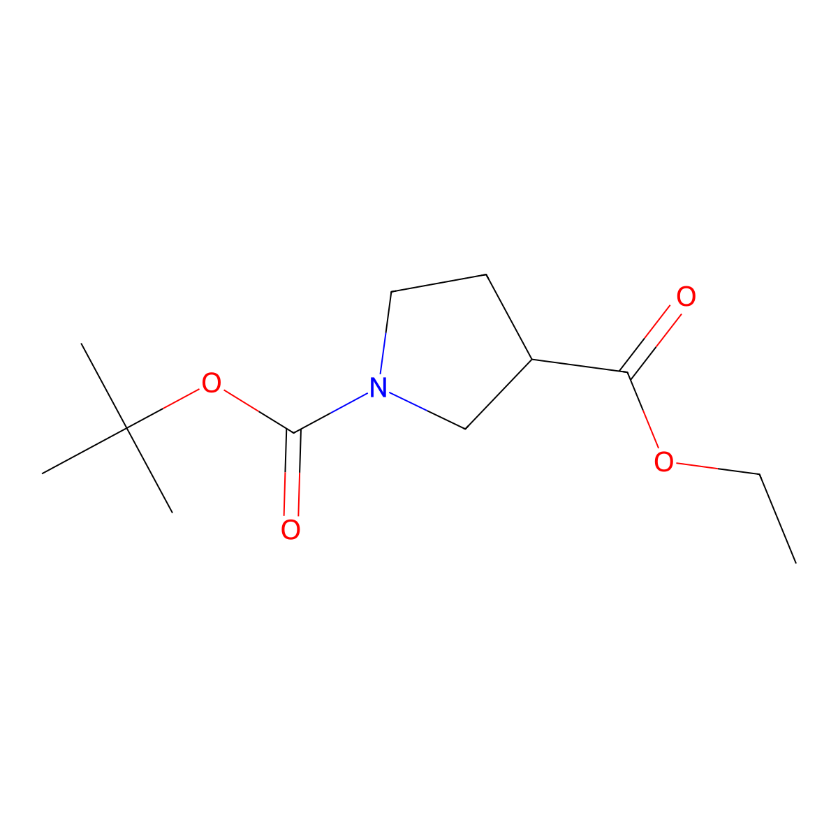 Ethyl 1-Boc-3-pyrrolidinecarboxylate molecular structure, CAS 170844-49-2