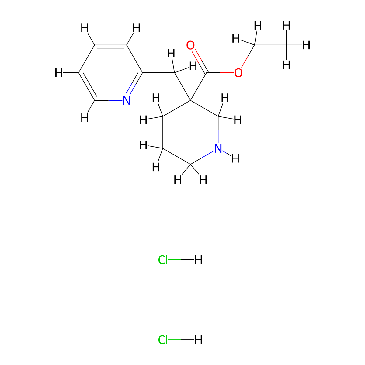 Ethyl 3-(pyridin-2-ylmethyl)piperidine-3-carboxylate dihydrochloride molecular structure, CAS 170844-68-5