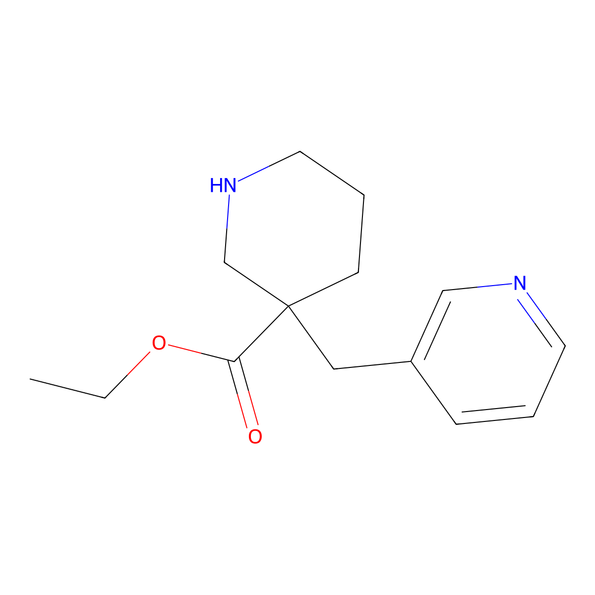 Ethyl 3-(3-pyridinylmethyl)-3-piperidinecarboxylate molecular structure, CAS 170844-70-9