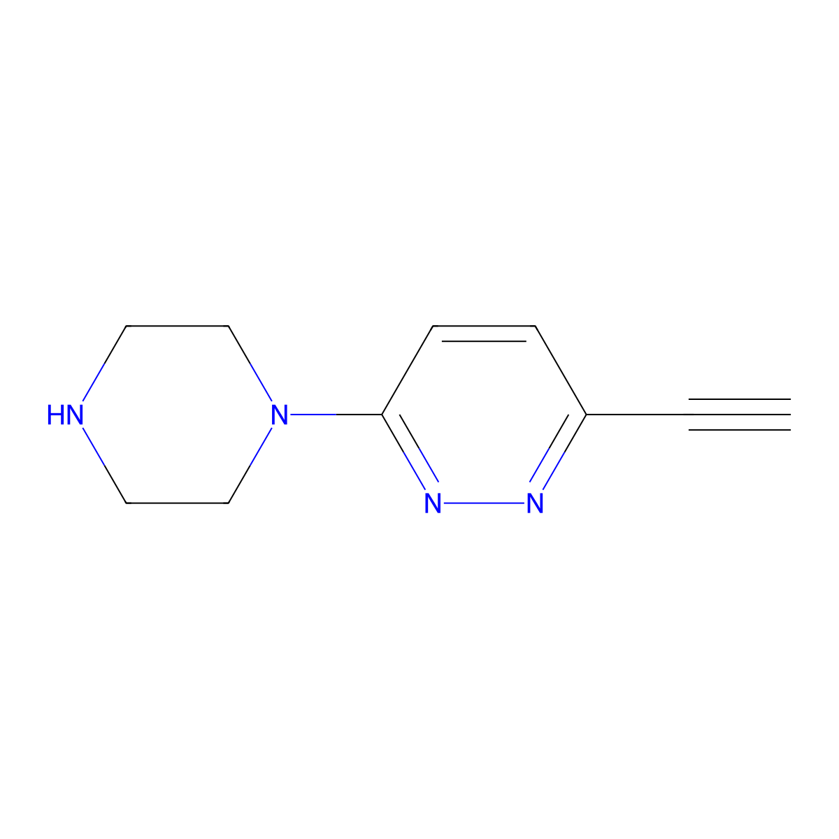 3-Ethynyl-6-(piperazin-1-yl)pyridazine molecular structure, CAS 1708445-19-5