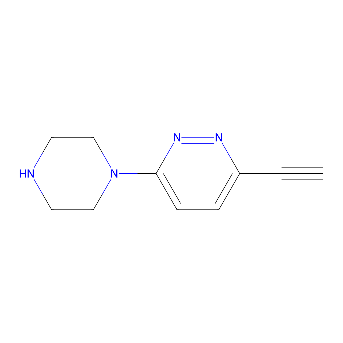 3-Ethynyl-6-(piperazin-1-yl)pyridazine molecular structure, CAS 1708445-19-5