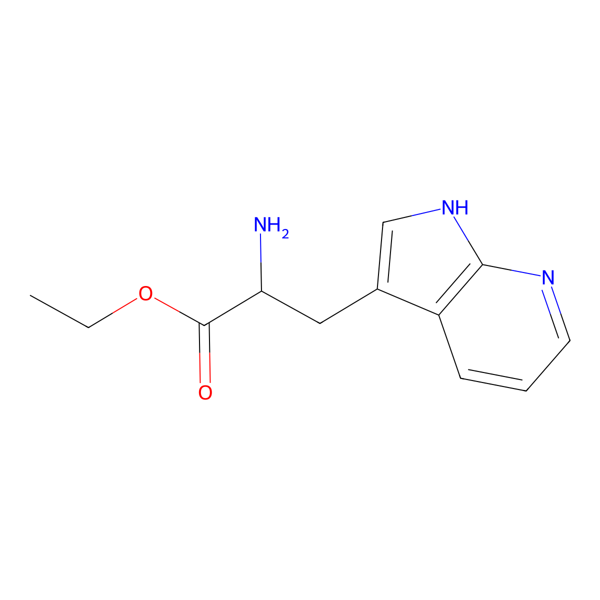 ethyl 2-amino-3-(1H-pyrrolo[2,3-b]pyridin-3-yl)propanoate molecular structure, CAS 170845-94-0