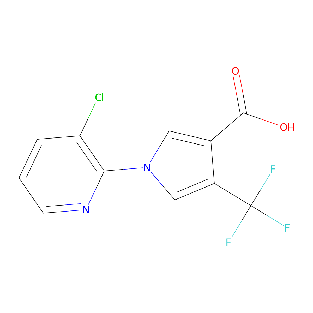 1-(3-chloropyridin-2-yl)-4-(trifluoromethyl)-1H-pyrrole-3-carboxylic acid molecular structure, CAS 1708455-97-3