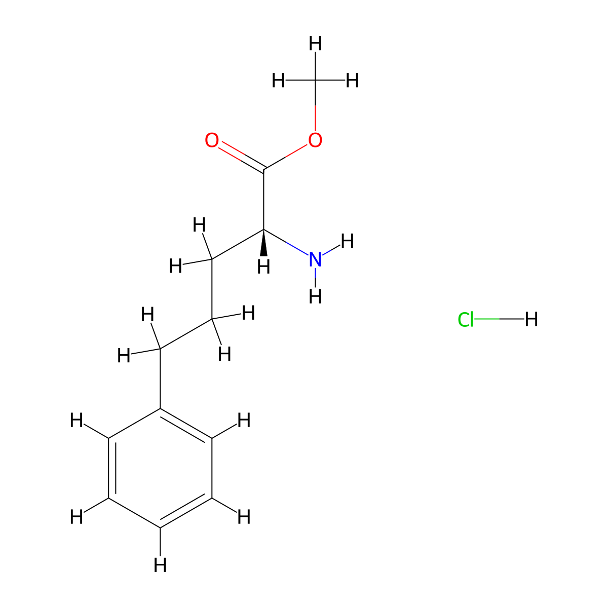 Methyl (R)-2-amino-5-phenylpentanoate hydrochloride molecular structure, CAS 170846-21-6