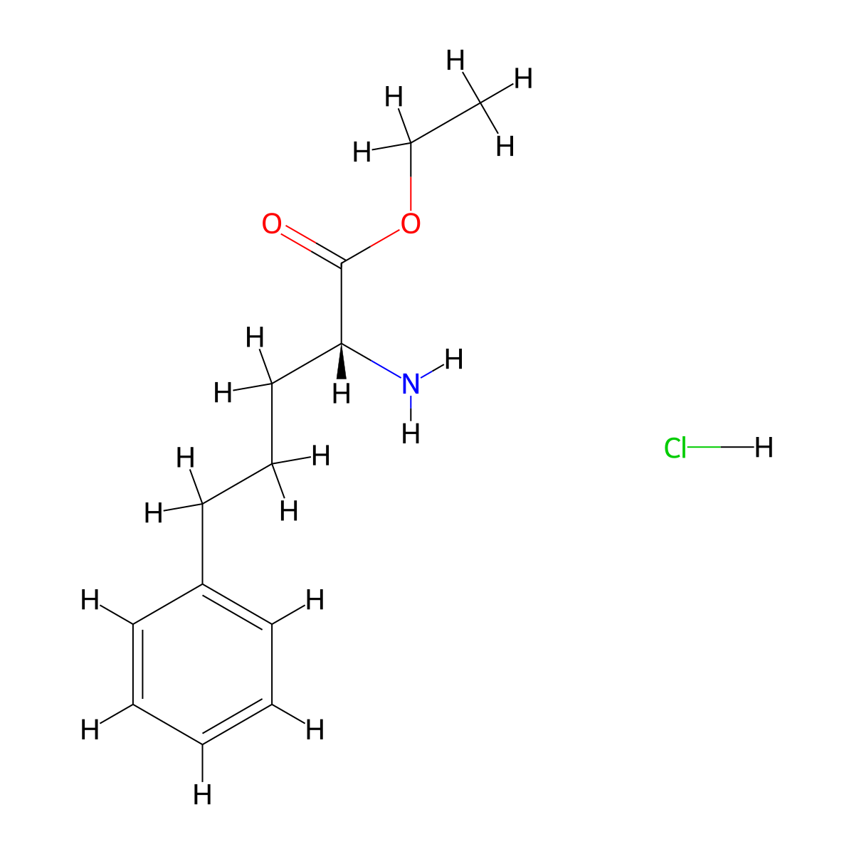 Ethyl (R)-2-amino-5-phenylpentanoate hydrochloride molecular structure, CAS 170846-22-7