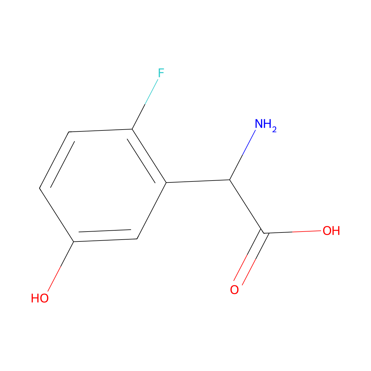 2-Amino-2-(2-fluoro-5-hydroxyphenyl)acetic acid molecular structure, CAS 170846-73-8