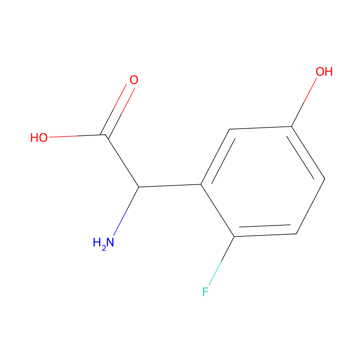 2-Amino-2-(2-fluoro-5-hydroxyphenyl)acetic acid molecular structure, CAS 170846-73-8