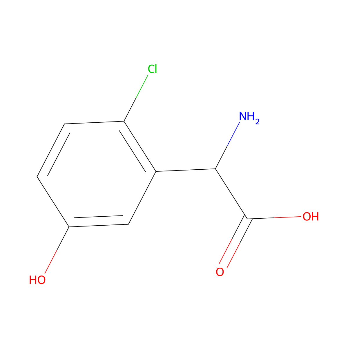 2-Chloro-5-hydroxyphenylglycine molecular structure, CAS 170846-74-9