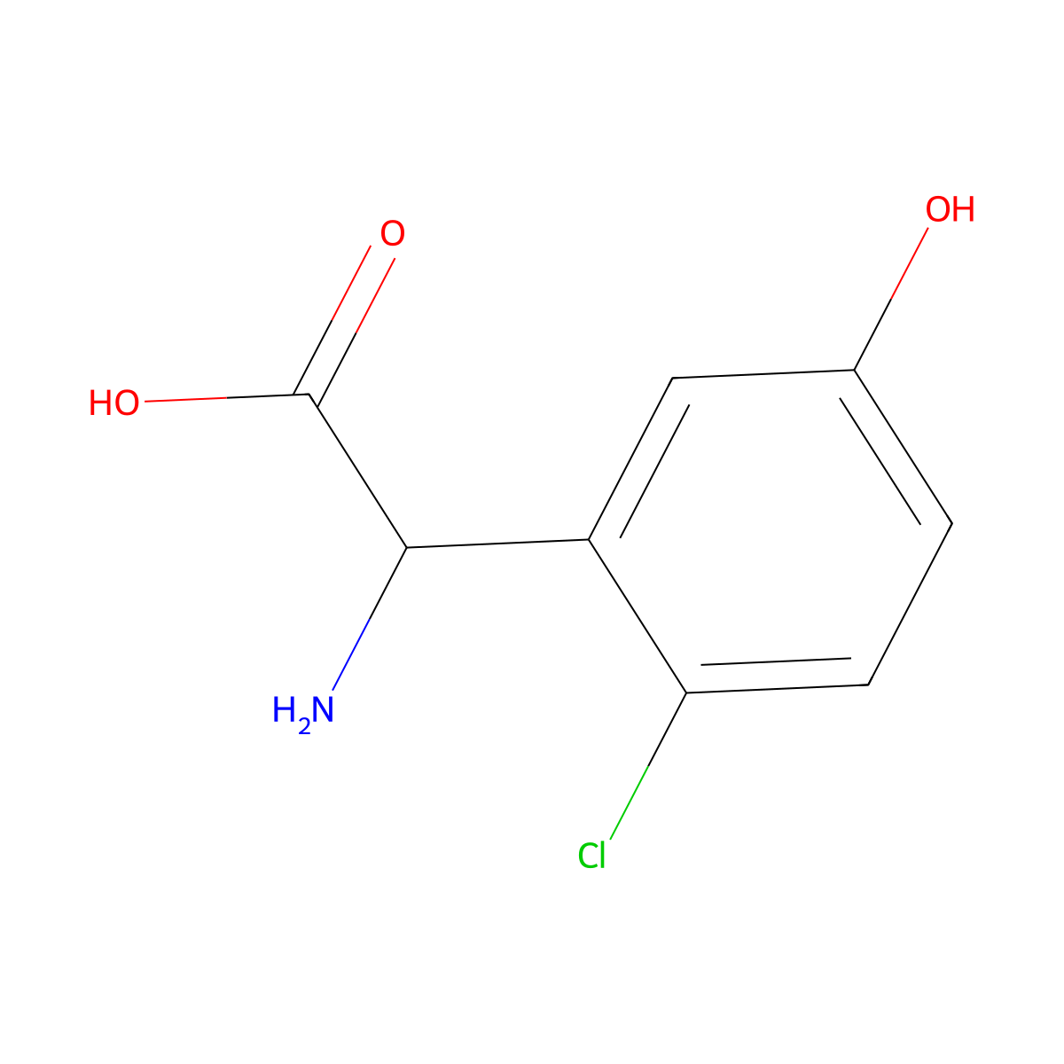 2-Chloro-5-hydroxyphenylglycine molecular structure, CAS 170846-74-9