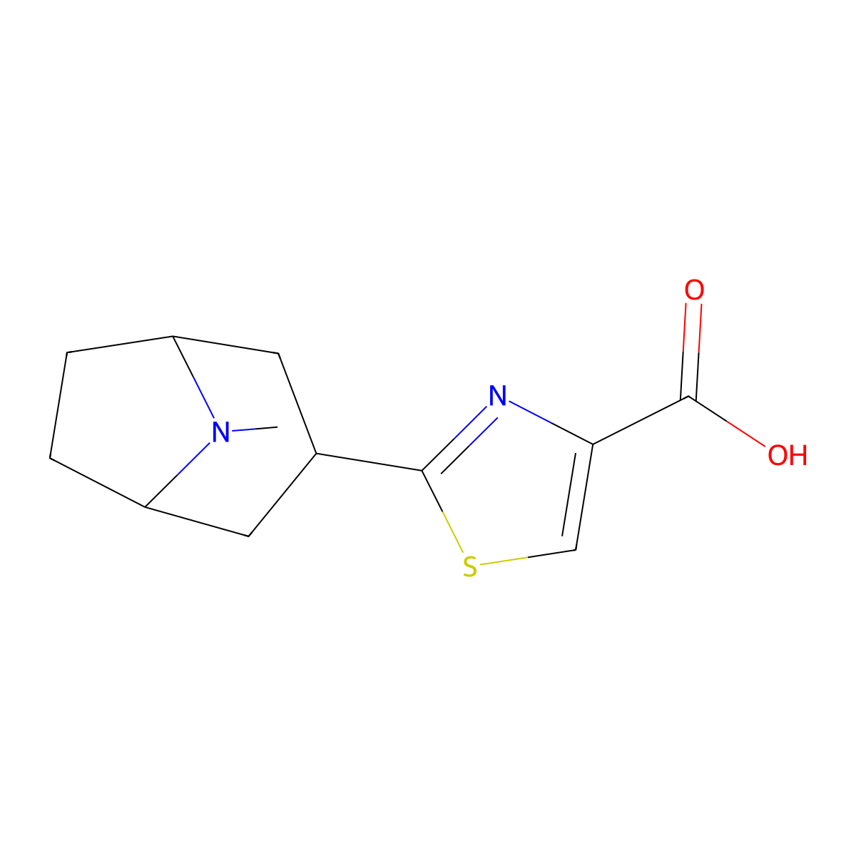2-{8-Methyl-8-azabicyclo[3.2.1]octan-3-yl}-1,3-thiazole-4-carboxylic acid molecular structure, CAS 1708475-49-3
