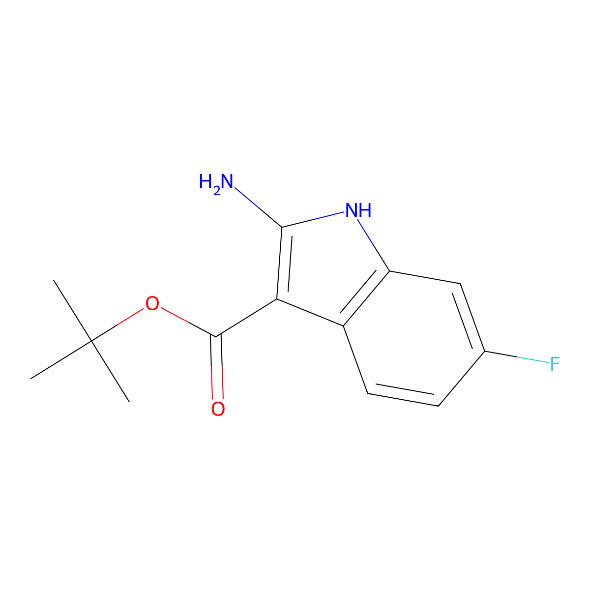 tert-butyl 2-amino-6-fluoro-1H-indole-3-carboxylate molecular structure, CAS 1708526-40-2