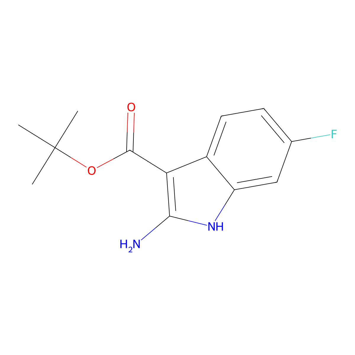tert-butyl 2-amino-6-fluoro-1H-indole-3-carboxylate molecular structure, CAS 1708526-40-2