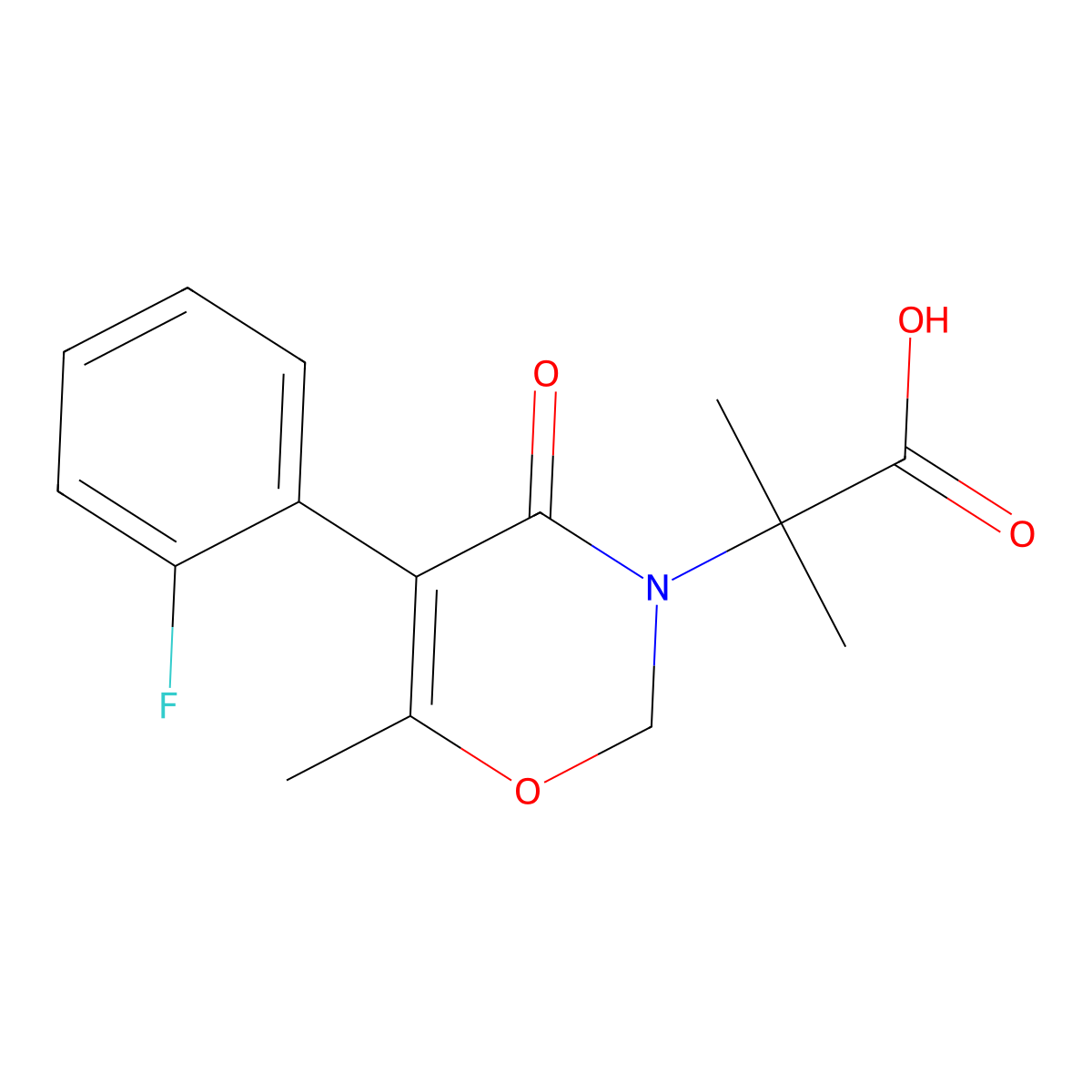2-[5-(2-fluorophenyl)-6-methyl-4-oxo-2H-1,3-oxazin-3(4H)-yl]-2-methylpropanoic acid molecular structure, CAS 170855-30-8