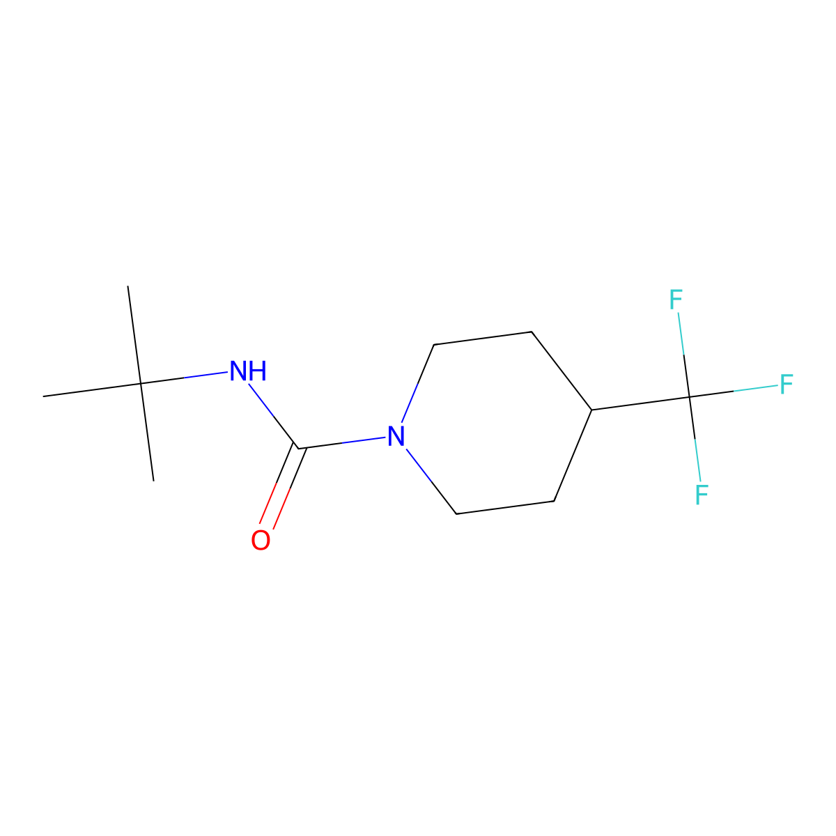 N-tert-butyl-4-(trifluoromethyl)piperidine-1-carboxamide molecular structure, CAS 1708557-54-3