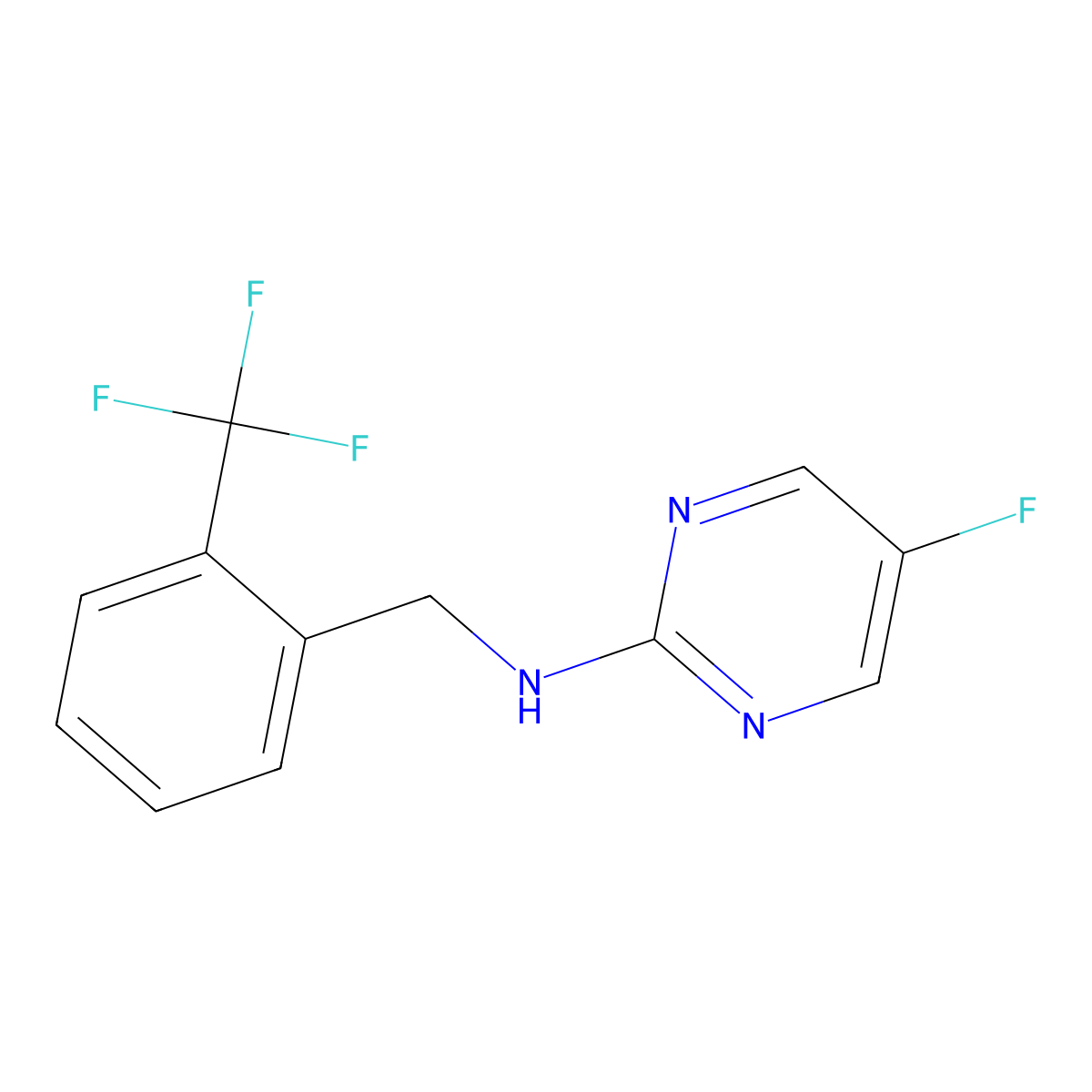 5-fluoro-N-{[2-(trifluoromethyl)phenyl]methyl}pyrimidin-2-amine molecular structure, CAS 1708563-73-8