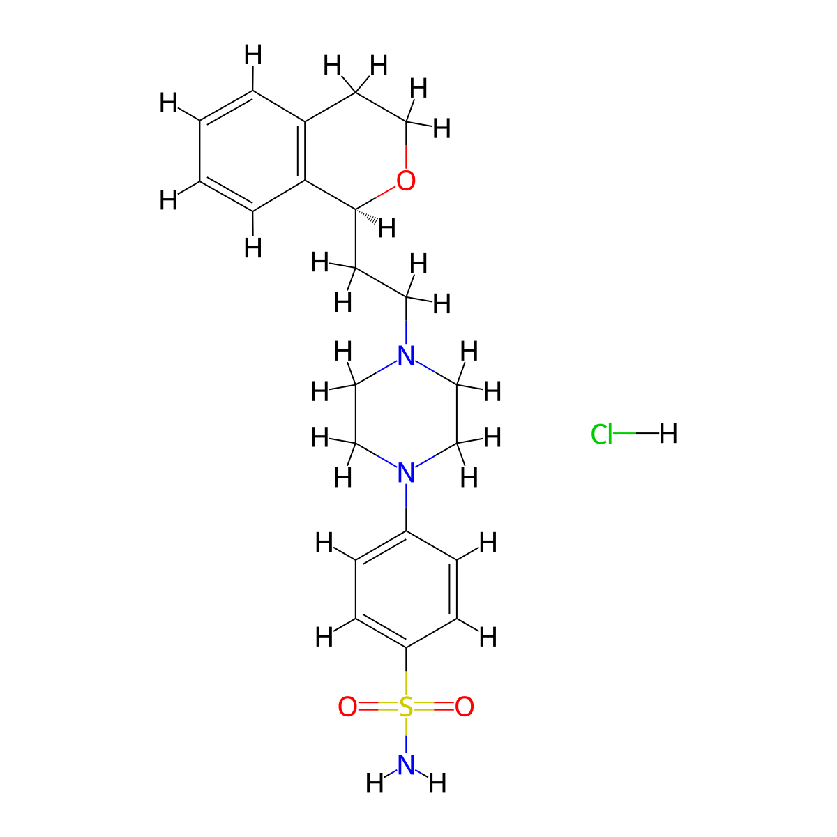 Sonepiprazole hydrochloride molecular structure, CAS 170857-36-0